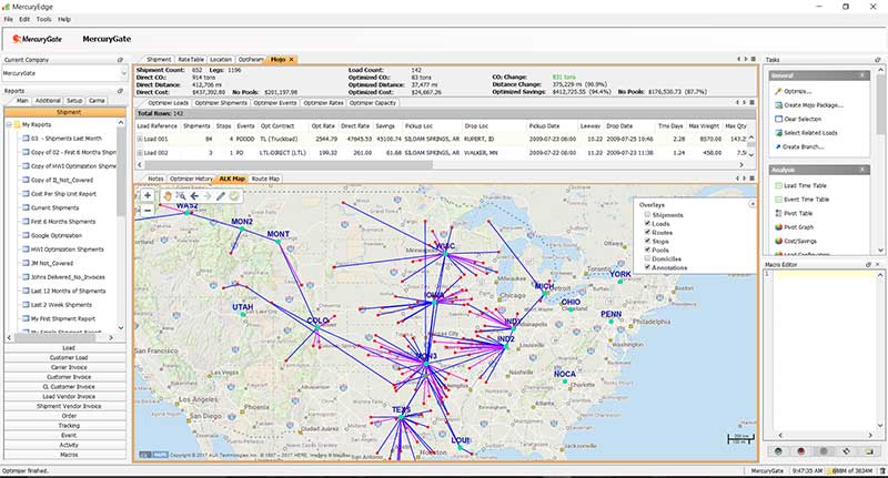 MercuryGate Mojo - Transportation Optimization - Map Screenshot